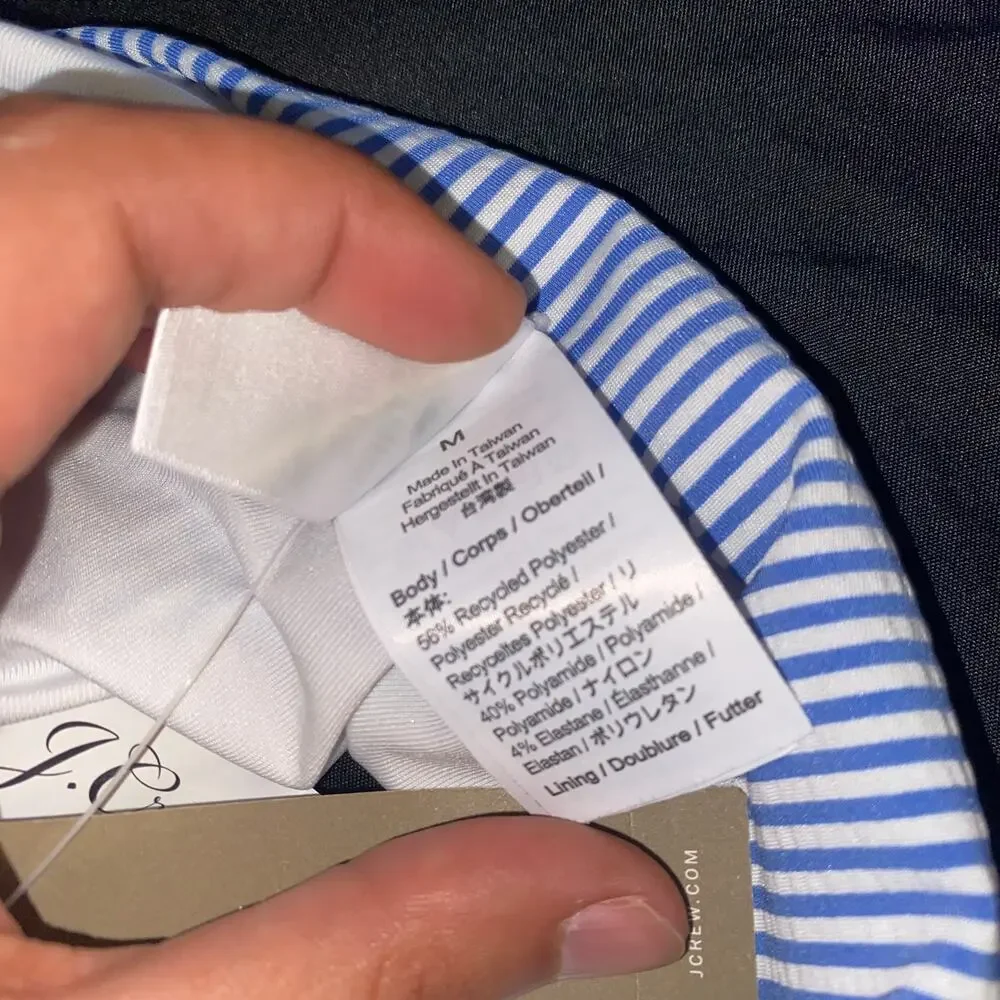 New J. Crew Seersucker Striped Hipster Bikini Swim Bathing Suit Bottom Medium